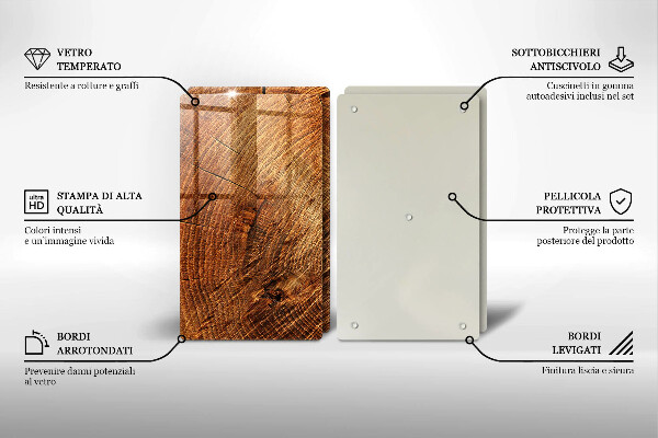 Skärbräda glas Ringar av träträd