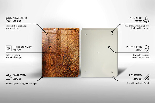 Skärbräda glas Ringar av träträd