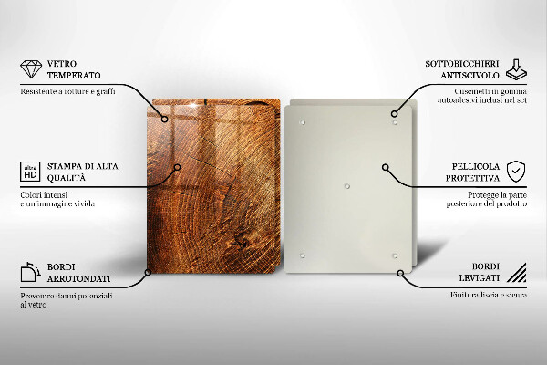Skärbräda glas Ringar av träträd