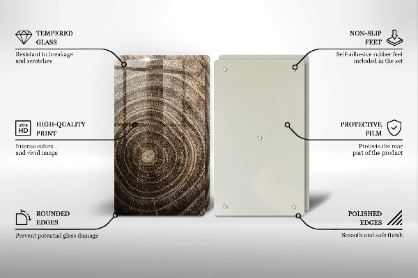 Skärbräda glas Träd ringar trä