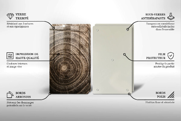 Skärbräda glas Träd ringar trä