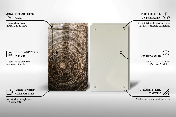 Skärbräda glas Träd ringar trä