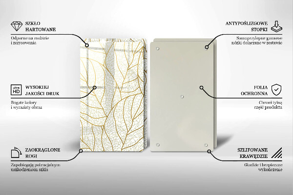 Skärbräda glas Line art lämnar mönster