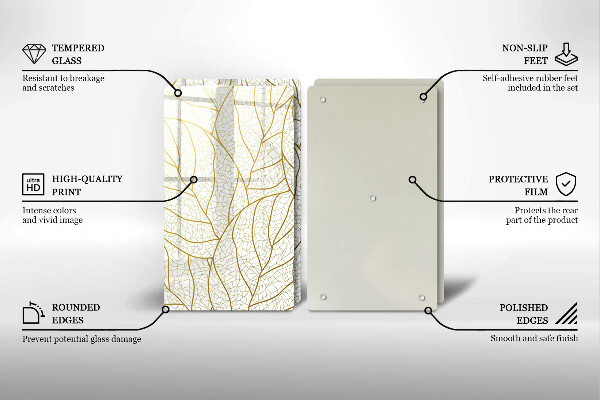 Skärbräda glas Line art lämnar mönster