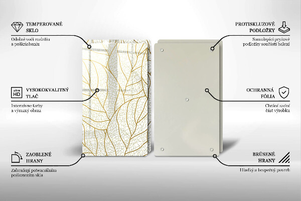 Skärbräda glas Line art lämnar mönster