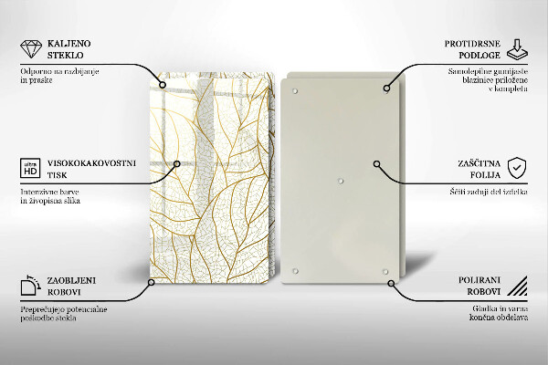 Skärbräda glas Line art lämnar mönster