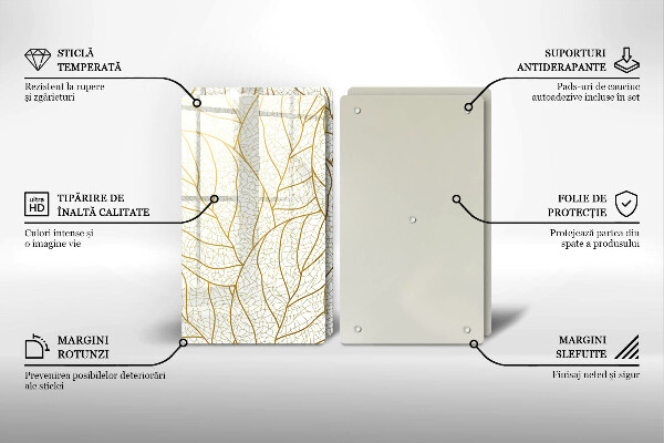 Skärbräda glas Line art lämnar mönster