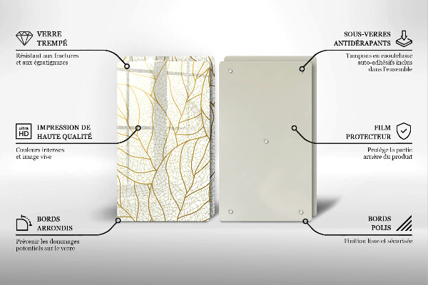 Skärbräda glas Line art lämnar mönster