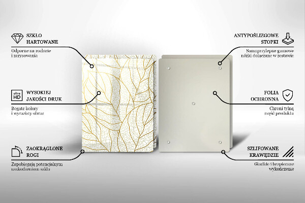 Skärbräda glas Line art lämnar mönster
