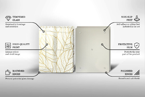 Skärbräda glas Line art lämnar mönster