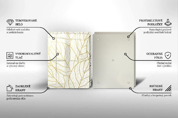 Skärbräda glas Line art lämnar mönster