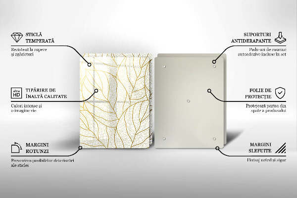 Skärbräda glas Line art lämnar mönster