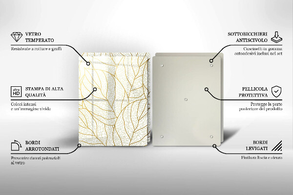 Skärbräda glas Line art lämnar mönster