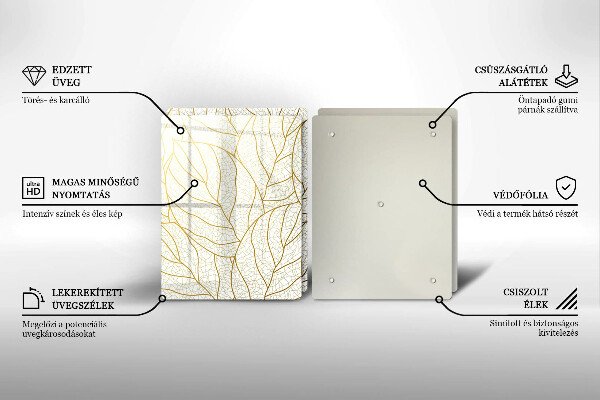 Skärbräda glas Line art lämnar mönster