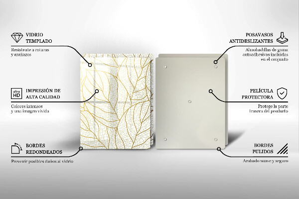 Skärbräda glas Line art lämnar mönster