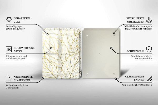 Skärbräda glas Line art lämnar mönster