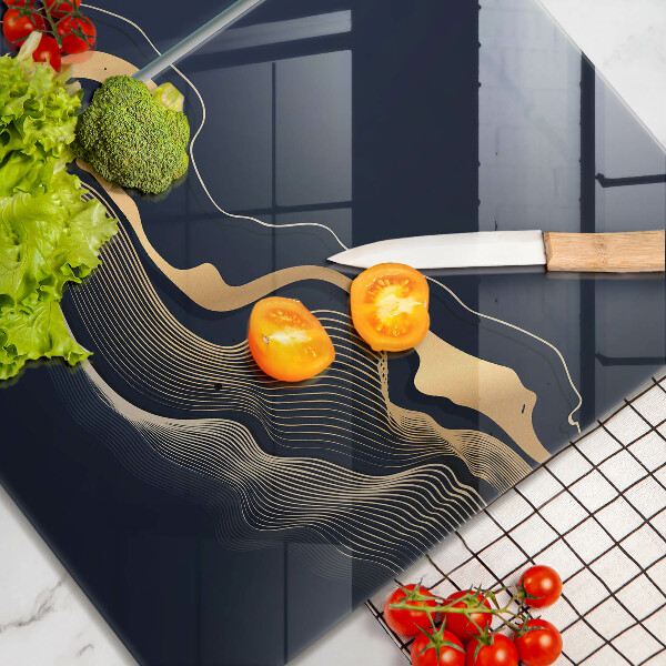 Skärbräda glas Abstrakta gyllene linjer