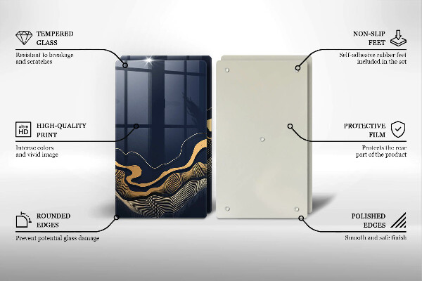 Skärbräda glas Abstrakta gyllene linjer