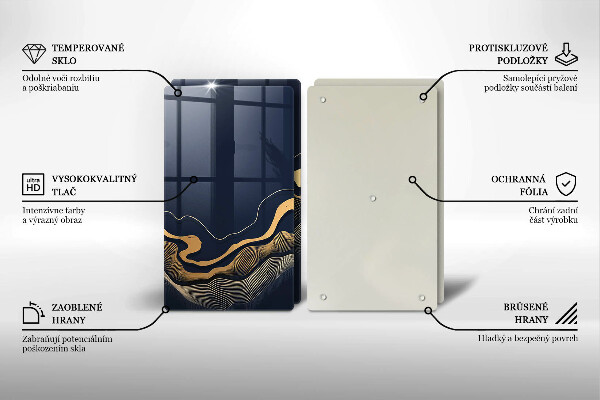 Skärbräda glas Abstrakta gyllene linjer