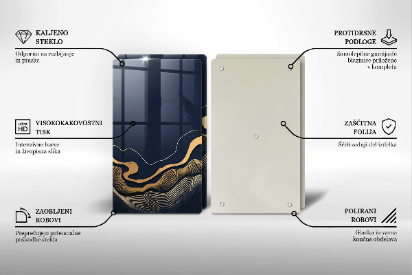 Skärbräda glas Abstrakta gyllene linjer