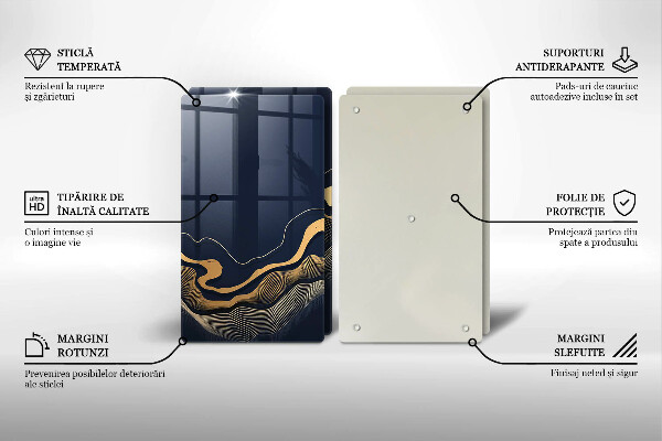 Skärbräda glas Abstrakta gyllene linjer