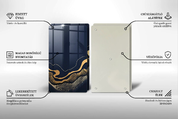 Skärbräda glas Abstrakta gyllene linjer