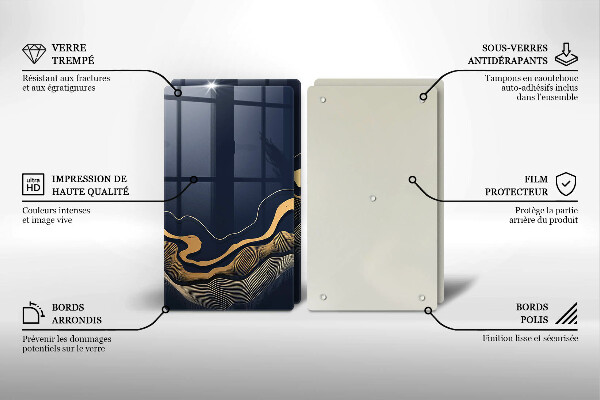 Skärbräda glas Abstrakta gyllene linjer