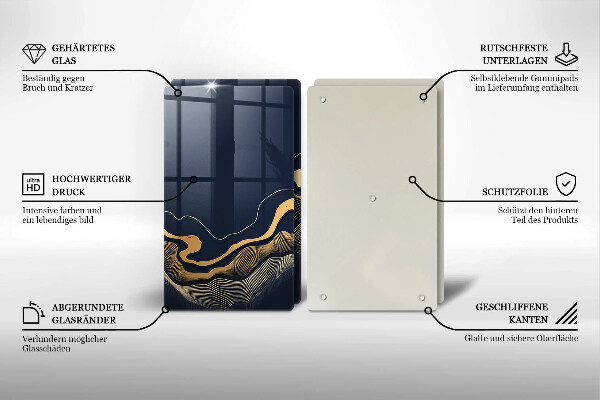 Skärbräda glas Abstrakta gyllene linjer