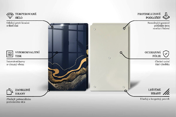 Skärbräda glas Abstrakta gyllene linjer