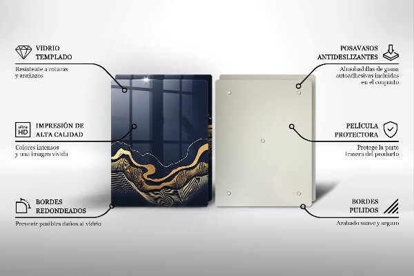 Skärbräda glas Abstrakta gyllene linjer