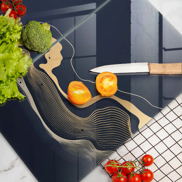 Skärbräda glas Abstrakta gyllene linjer