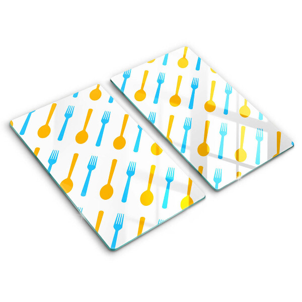 Skärbräda glas Gafflar och skedar