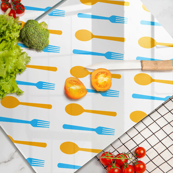 Skärbräda glas Gafflar och skedar