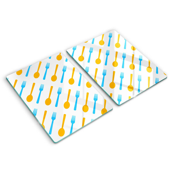 Skärbräda glas Gafflar och skedar