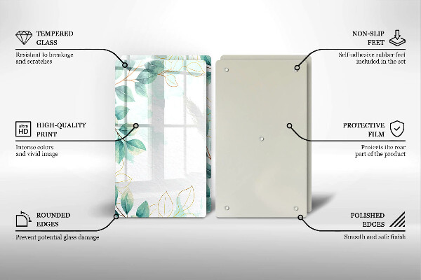 Skärbräda glas Målade blad