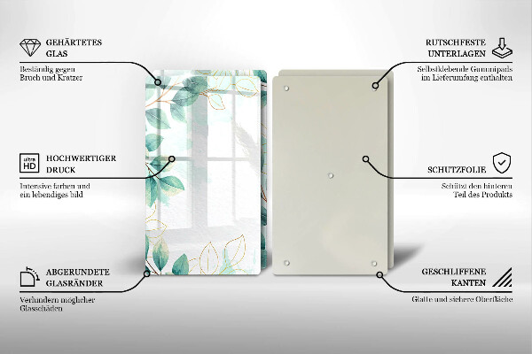 Skärbräda glas Målade blad