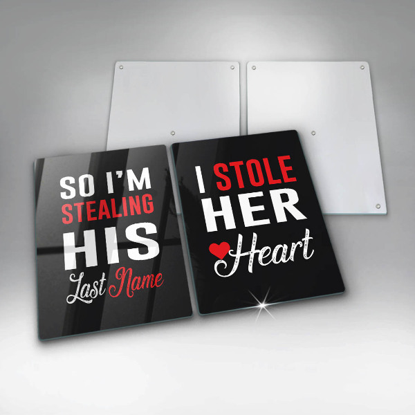 Skärbräda glas Inskrift, mening, mönster