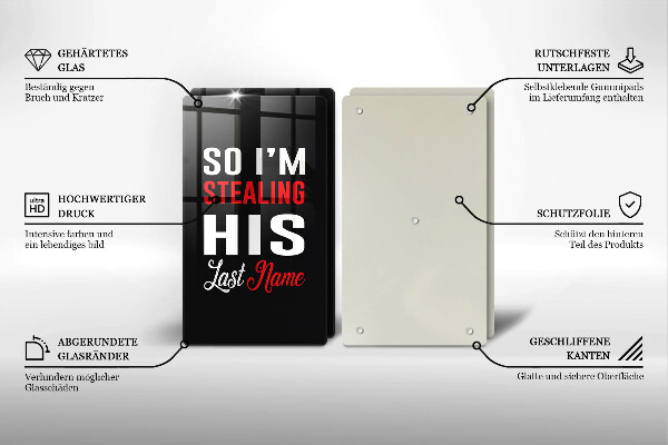 Skärbräda glas Inskrift, mening, mönster