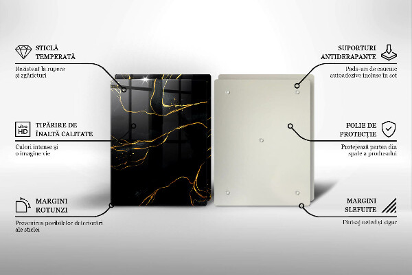 Skärbräda glas Svart marmor