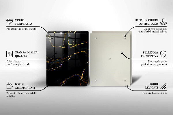 Skärbräda glas Svart marmor