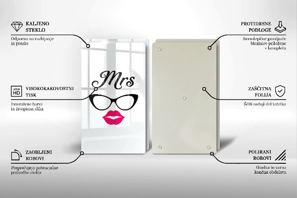 Skärbräda glas fru herr - Inskrift, mening