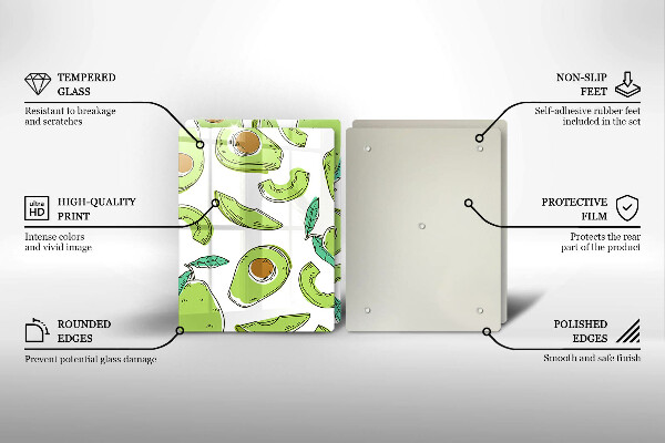 Skärbräda glas Avokado och päron