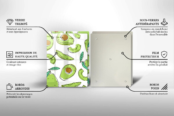 Skärbräda glas Avokado och päron