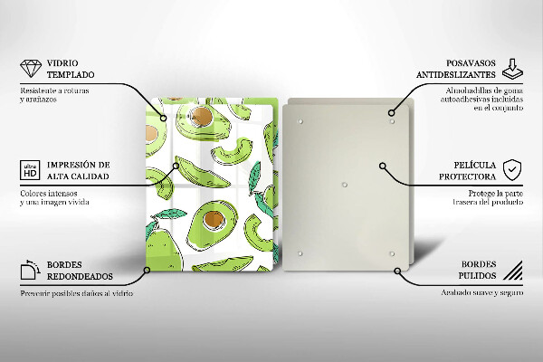 Skärbräda glas Avokado och päron