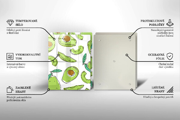 Skärbräda glas Avokado och päron