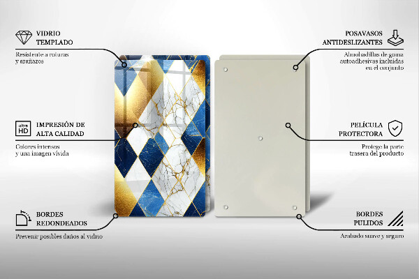 Skärbräda glas Gyllene romb marmor