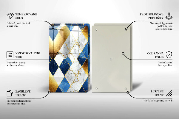 Skärbräda glas Gyllene romb marmor