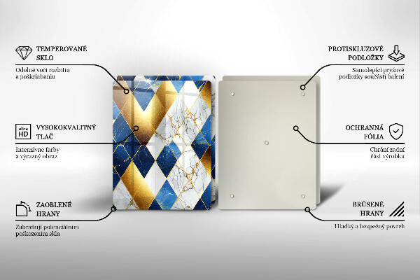 Skärbräda glas Gyllene romb marmor