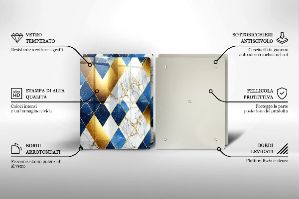 Skärbräda glas Gyllene romb marmor