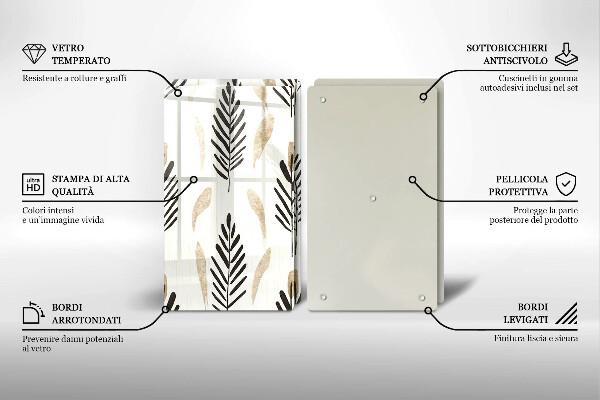 Skärbräda glas Boho växter